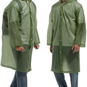 Borogo 2PCS Rain Ponchos for Adults Reusable Raincoats Emergency Survival With Hoods And Sleeves for Women Men